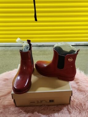 Michael Kors Burgundy Chelsea Rain Ankle Boots